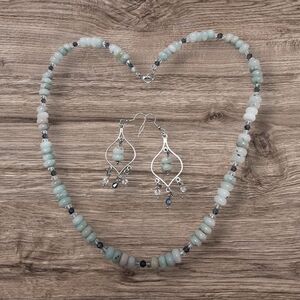 Elegant Morganite Gemstones And Crystal Jewelry Set